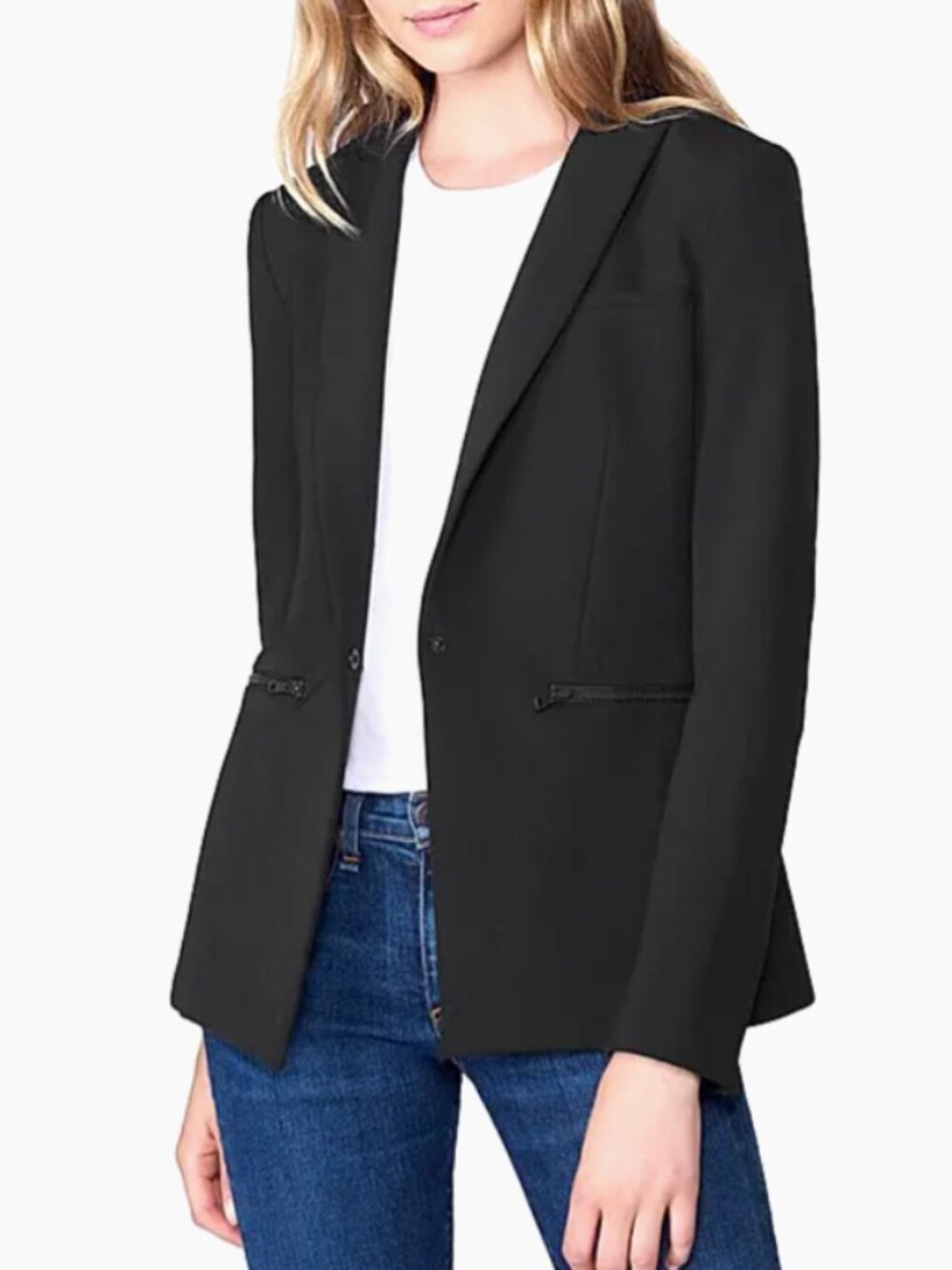 VERONICA BEARD I Classic Black Core Scuba Single-Breasted Jacket Blazer, 8 - Picture 4 of 16